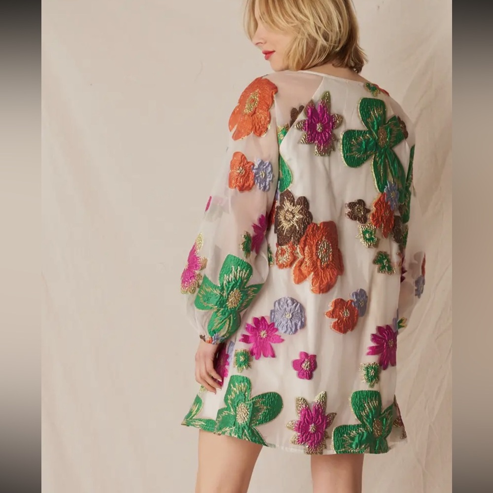 Bubble flower organza textured dress - Picture 4 of 6